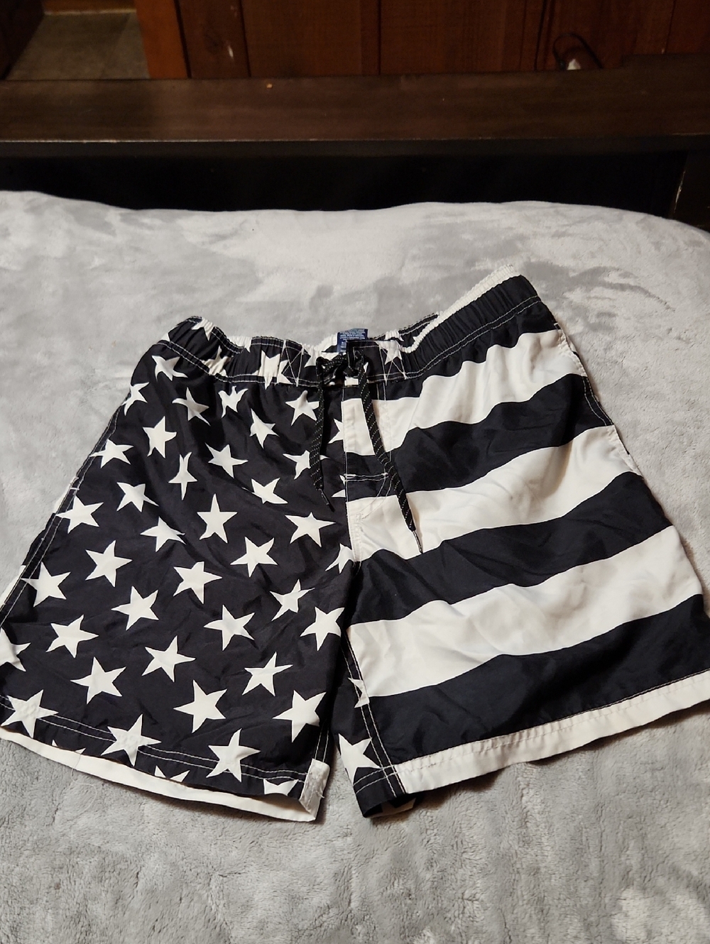 Men's Black & White Flag Swim Trunks